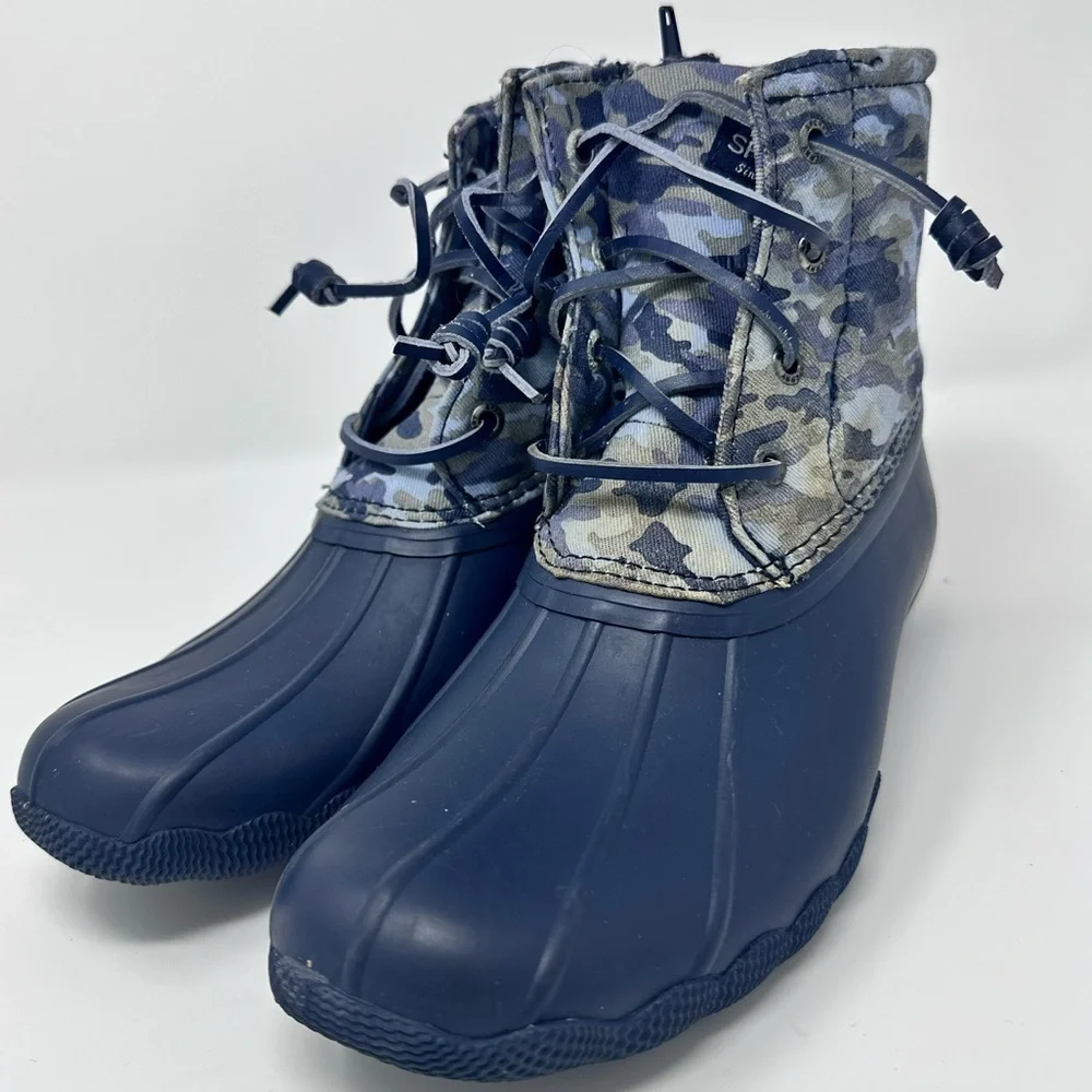 Big Kids Sperry zip Camouflage Duck Boots size 4y